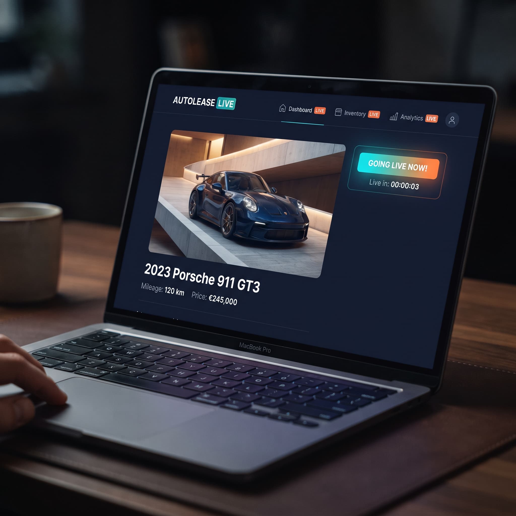 Laptop displaying a car listing