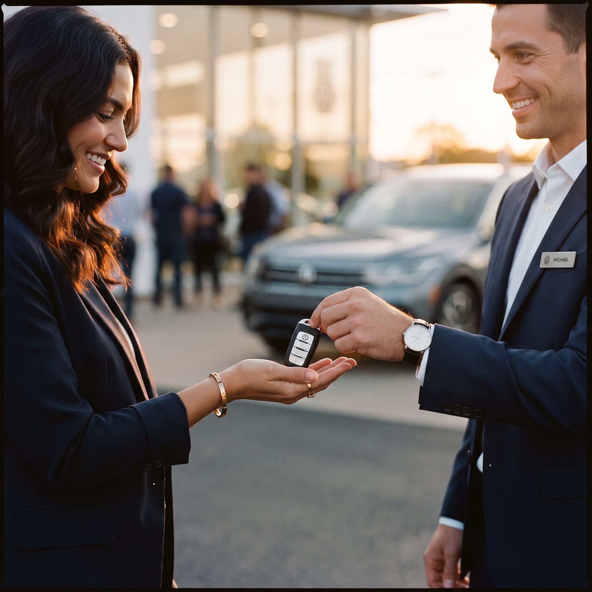 Person receiving car keys