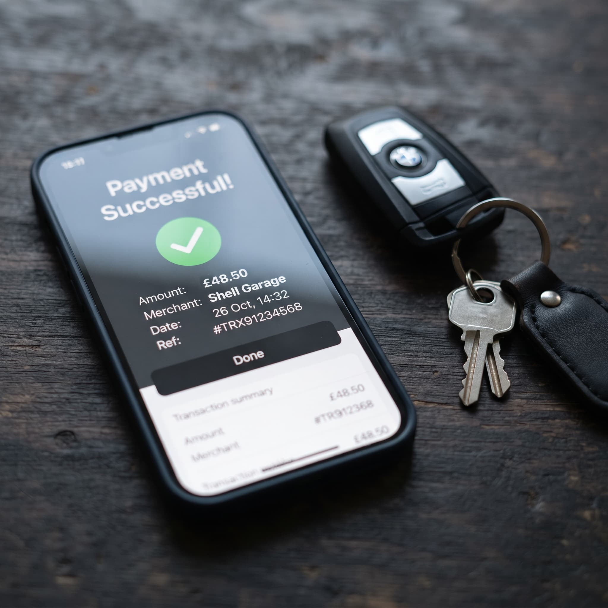 Smartphone showing a payment confirmation